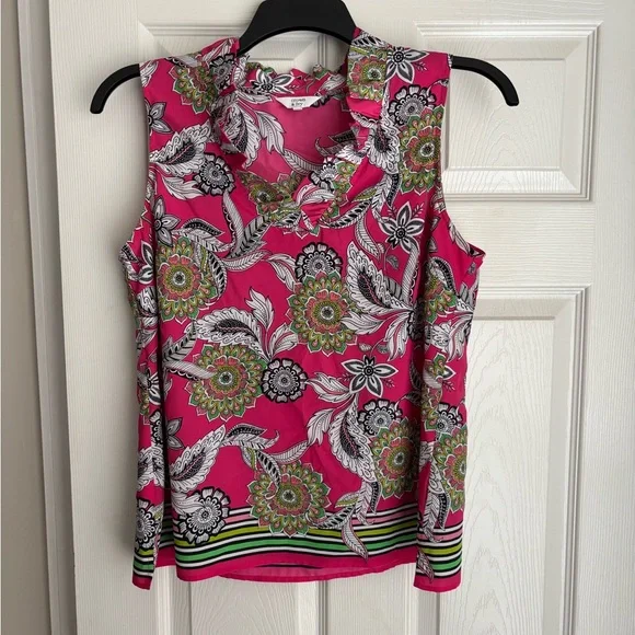 Crown & Ivy Pink and Green Floral Blouse - Picture 1 of 2